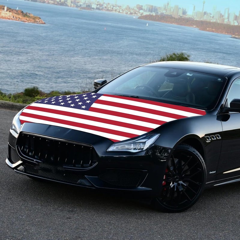 Tobethay American Hood Flag Cover - 59x51 in Car Hood Cover American Flag for Car Decor, Patriotic Car American Flag with 2 Pack Adjustable Triangular Fasteners, 250th Anniversary Flag - Image 4